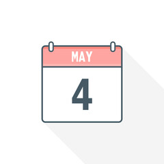 Fototapeta na wymiar 4th May calendar icon. May 4 calendar Date Month icon vector illustrator