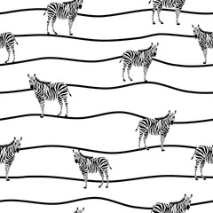 Fototapeta na wymiar Zebra vector seamless texture on strip background.