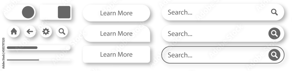 Aufkleber Set of search bar boxes. Web UI elements for browsers with text field and search button. Stock vector EPS 10 and PNG