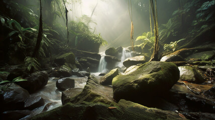 Waterfall in the jungle, Generative AI