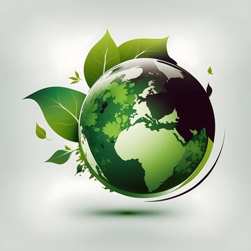 Earth day concept. Illustration of the green planet earth on a white background. - AI Generative