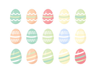 Set Cute vector easter egg isolated on white pastel colors eggs	