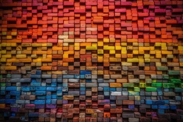 Colorful Brick Wall with Geometric Patterns. Generative AI
