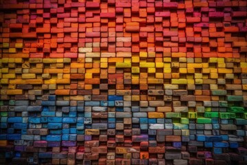 Fototapeta premium Colorful Brick Wall with Geometric Patterns. Generative AI