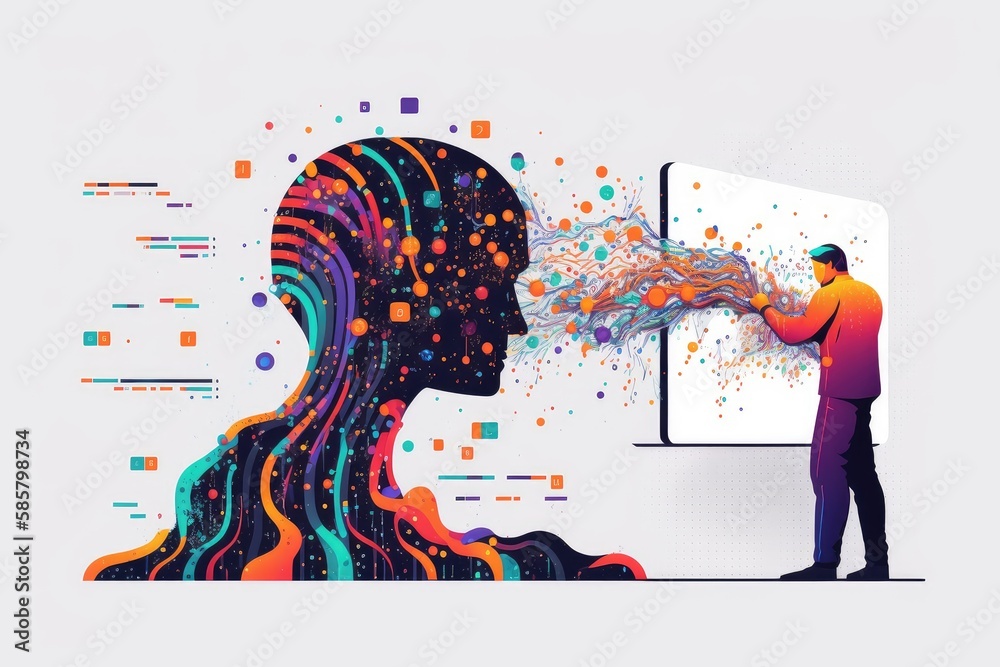 Wall mural person, using machine learning to create music, created with generative ai