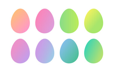 Easter eggs pastel colorful set of icons. Gradient colors Easter eggs illustration