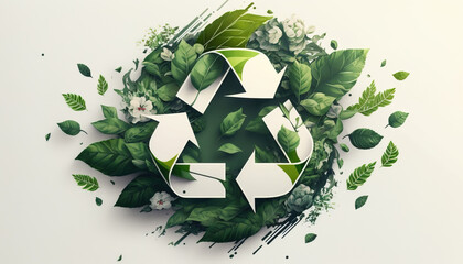 Green recycling concept, Generative AI illustration - obrazy, fototapety, plakaty