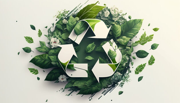 Green recycling concept, Generative AI illustration