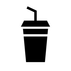 Cafe drink silhouette icon with straw. Vector.