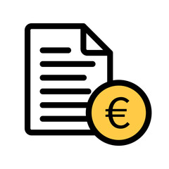 Modern euro coin and file icon. Vector.