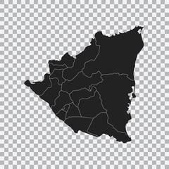 Political map of the Nicaragua isolated on transparent background. Vector.