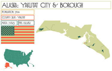 Large and detailed map of Yakutat City & Borough in Alaska, USA.