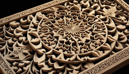 Islamic woodcarving is a beautiful and intricate art form that has been passed down through generations of Muslim craftsmen. Generated by AI.