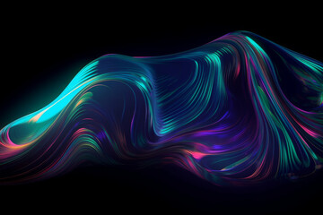 Neon fluid motion art, Generative AI