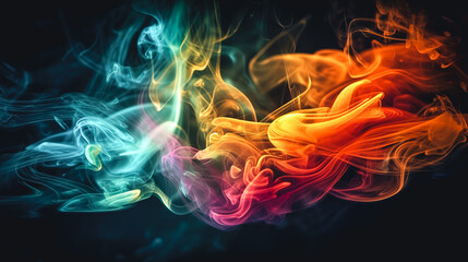 Abstract background with colorful puffs of smoke, generative AI.
