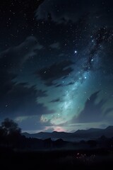 Obraz premium Meteorite in the sky. A bright meteor against the background of stars. A beautiful falling star. Generative Ai.