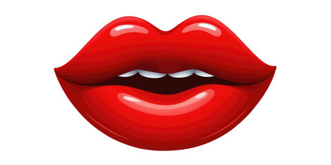 red lips, png stock photo file cut out and isolated on a transparent background - Generative AI	