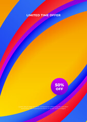 Flash sale discount banner design template on colorful background. for promotion social media post and web internet ads. Vector illustration