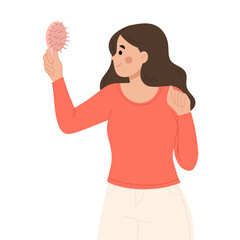 Illustration of woman with hair comb