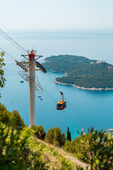 cable car from Dubrovnik on the top of mountain, Mount Srd, Lokrum 