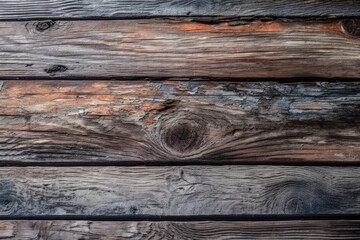 weathered wooden wall with peeling paint in close-up view. Generative AI