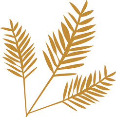 Three golden palm branches , vector