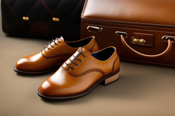 Fototapeta na wymiar Formal brown leather shoes