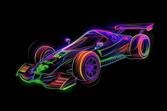 recommend clip art: futuristic luxury super car illustration neon lines isolated on black background