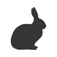 Cute easter rabbit silhouette vector isolated on white 