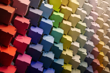 Multicolored cubes. Palette of colors and shades, range of colours