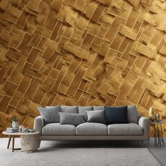 Living room interior texture slab Golden yellow oak - AI generated