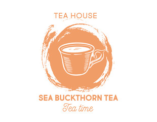 Tea Cup, hand drawn, drawing isolated on white