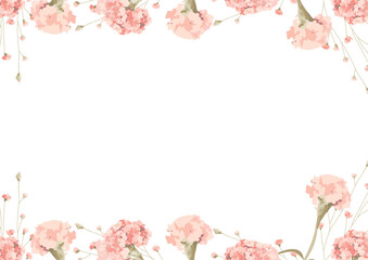 Obraz premium 水彩風シンプル大人かわいいカーネーションフレーム004
