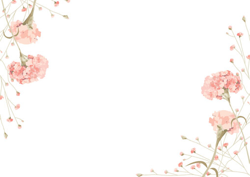 水彩風シンプル大人かわいいカーネーションフレーム003