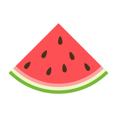 Watermelon slice flat icon on white background for design, vector illustration.