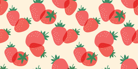 Strawberry seamless pattern. Vector illustration. Hand drawn style.