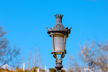 Fototapeta na wymiar Street light retro lamp . Street illumination of Barcelona