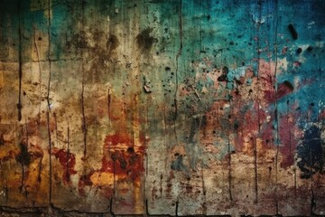 textured and distressed wall with peeling paint. Generative AI
