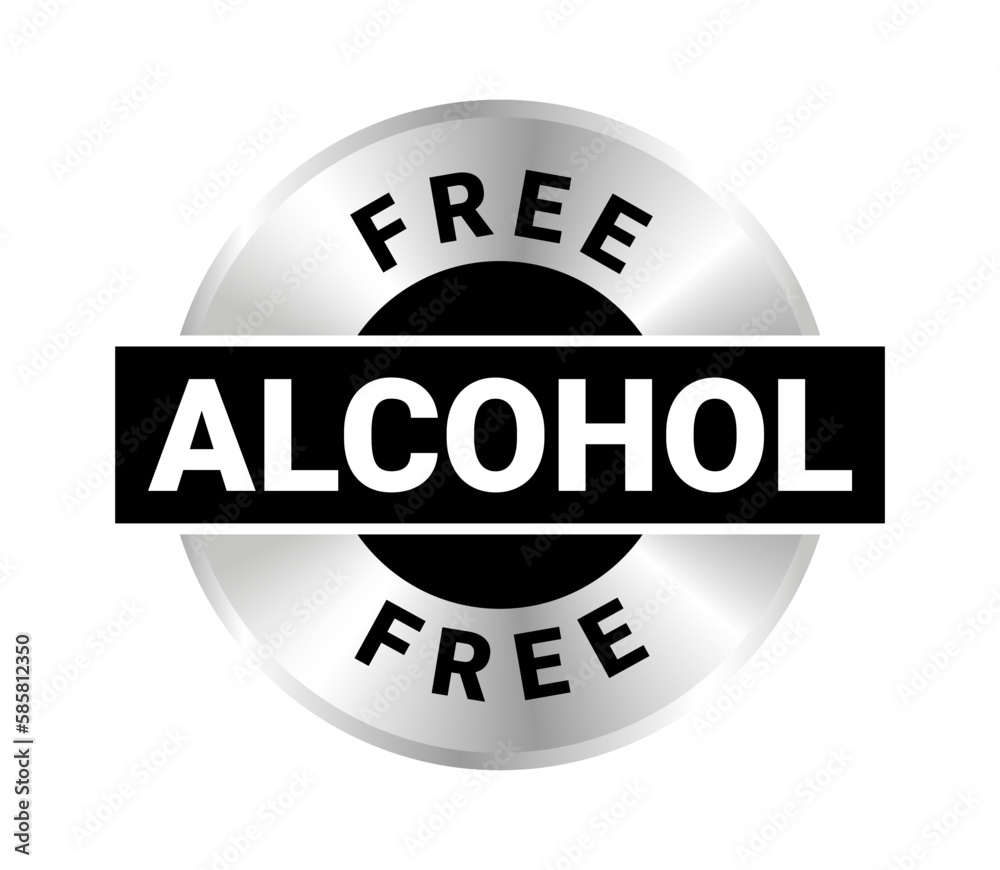 Poster 0% Alcohol free vector icon stamp badge