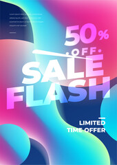 Vector gradient abstract vertical sale poster template blue