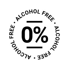 0% Alcohol free vector icon stamp badge