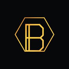 initial b with hexagon logo design icon