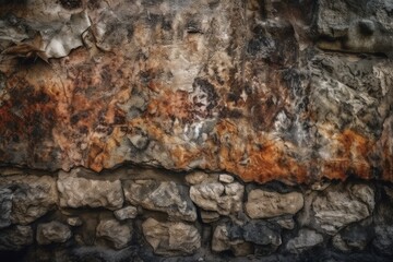 weathered stone wall with rusted texture. Generative AI