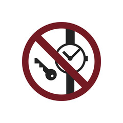 No metallic articles or watches sign icon. Prohibition symbol modern, simple, vector, icon for website design, mobile app, ui. Vector Illustration