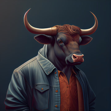 Bull NFT Art Portrait