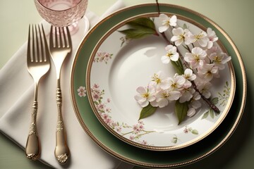 table setting with flowers created using AI Generative Technology
