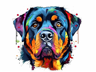 Rottweiler dog painted face, generated AI, generated, AI