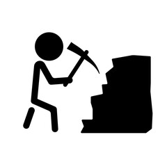 Mining person silhouette icon. Excavation and mining. Vector.