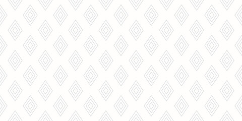 Subtle vector minimalist geometric texture. Simple seamless pattern with outline diamonds, rhombuses, thin lines. Abstract gray and white graphic ornament.  Modern minimal background. Repeat design
