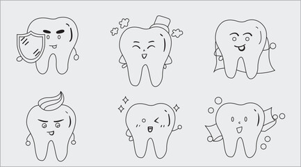 Fototapeta premium Medical Tooth symbol illustration,Tooth line icon vector on white background